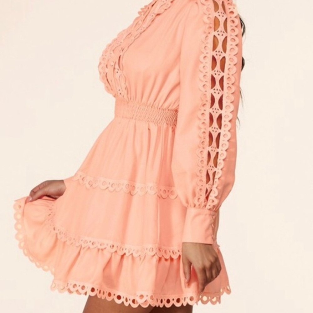 Pink Lace Dress Size S Cottagecore Feminine Coquette Girl Pastel Ruffle Bohemian - Picture 3 of 13